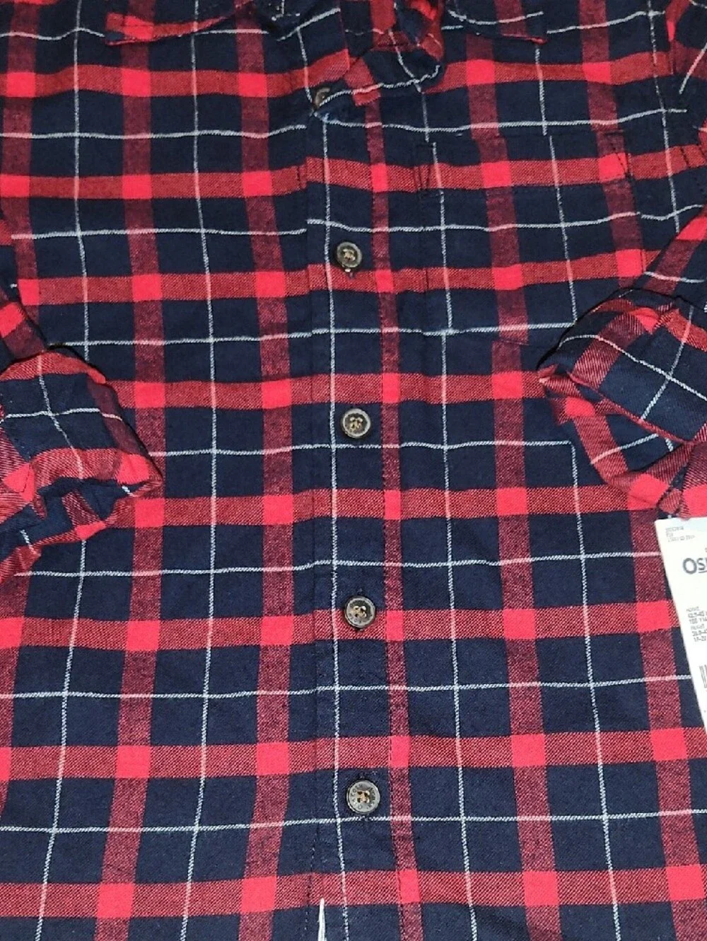 NWT OshKosh B'gosh Red & Navy Plaid Button-Down Shirt
